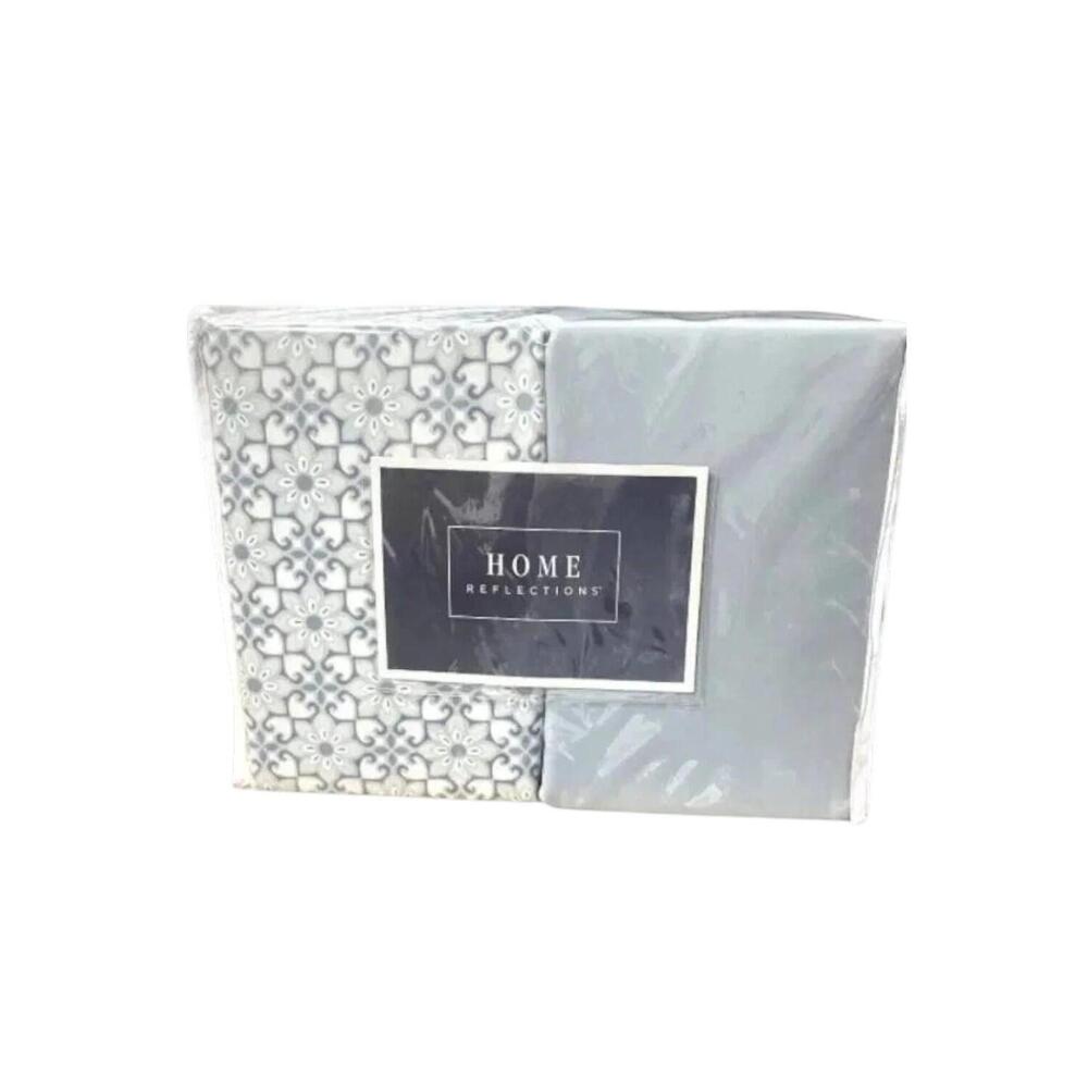 Home Reflections 2pk Double Brushed Sheet Sets Extra Cases Blue Tile